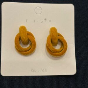 Mustard Yellow Velvet Hoop Earrings